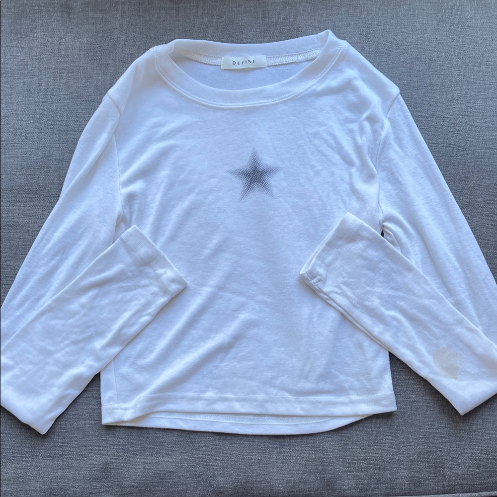 Kids White Star Long Sleeve Tee